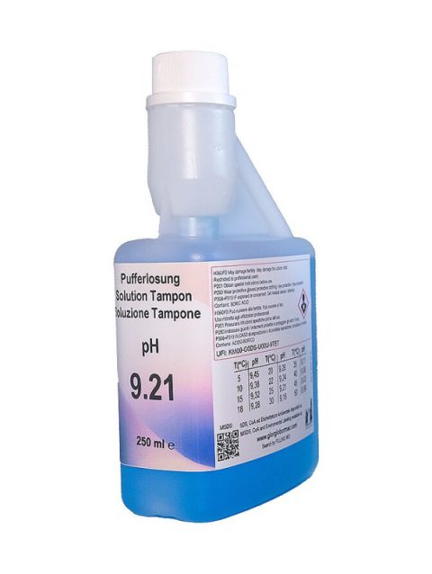 XS Basic pH 9.21 /25°C (blue), 250 ml autocal bottle Test solution