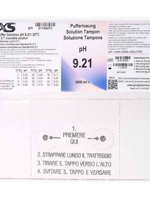 XS Basic pH 9.21 /25°C (blue), Politainer 5 litres Test solution