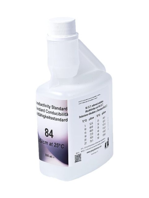 XS Basic EC 84 µS/cm /25°C, 500 ml bottle autocal Verification Solution